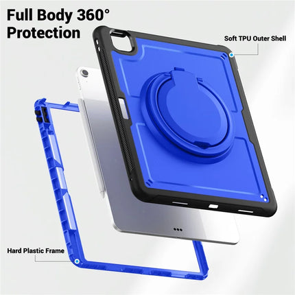 For iPad Air 13 (2024) Case with Shoulder Strap Kickstand PC+TPU Tablet Cover