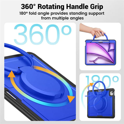 For iPad Air 13 (2024) Case with Shoulder Strap Kickstand PC+TPU Tablet Cover