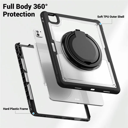For iPad Air 13 (2024) Case with Shoulder Strap Kickstand PC+TPU Tablet Cover