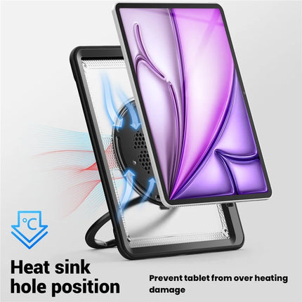 For iPad Air 13 (2024) Case with Shoulder Strap Kickstand PC+TPU Tablet Cover