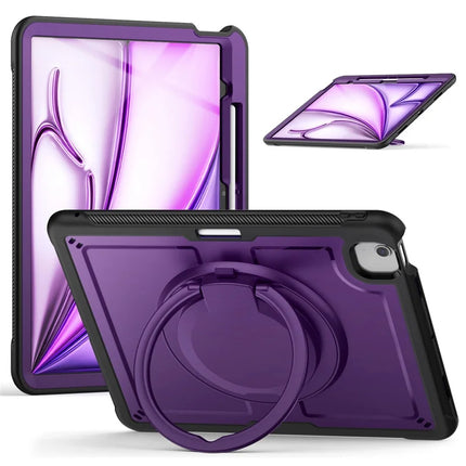 For iPad Air 13 (2024) Case with Shoulder Strap Kickstand PC+TPU Tablet Cover - Purple