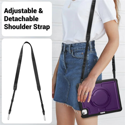 For iPad Air 13 (2024) Case with Shoulder Strap Kickstand PC+TPU Tablet Cover