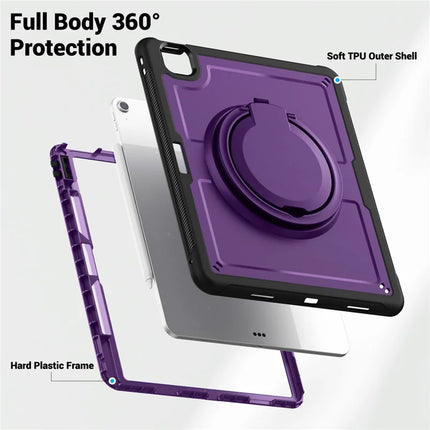 For iPad Air 13 (2024) Case with Shoulder Strap Kickstand PC+TPU Tablet Cover