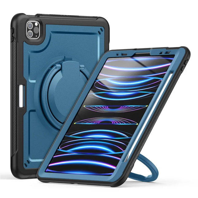 For iPad Pro 11 (2022) / (2021) / (2020) / (2018) / iPad Air (2022) / (2020) Case Kickstand PC+TPU Tablet Cover - Navy Blue