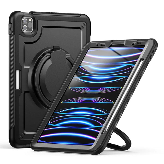 For iPad Pro 11 (2022) / (2021) / (2020) / (2018) / iPad Air (2022) / (2020) Case Kickstand PC+TPU Tablet Cover - Black