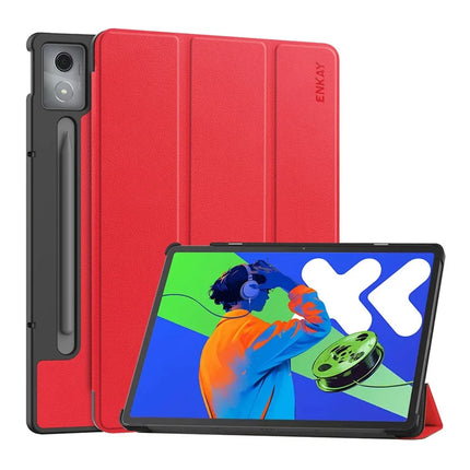 For Lenovo Xiaoxin Pad Pro 12.7 (2025) ENKAY HAT PRINCE Trifold Stand Cover PU Leather+PC Tablet Case - Red