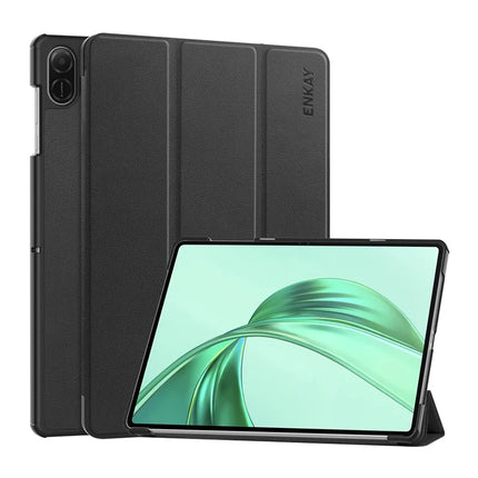 For Honor Pad X8a ENKAY HAT PRINCE Trifold Stand Cover PU Leather+PC Tablet Case - Black