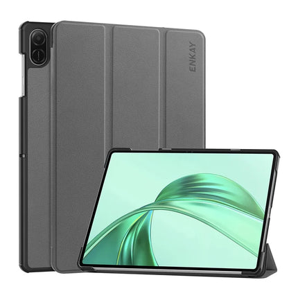 For Honor Pad X8a ENKAY HAT PRINCE Trifold Stand Cover PU Leather+PC Tablet Case - Grey
