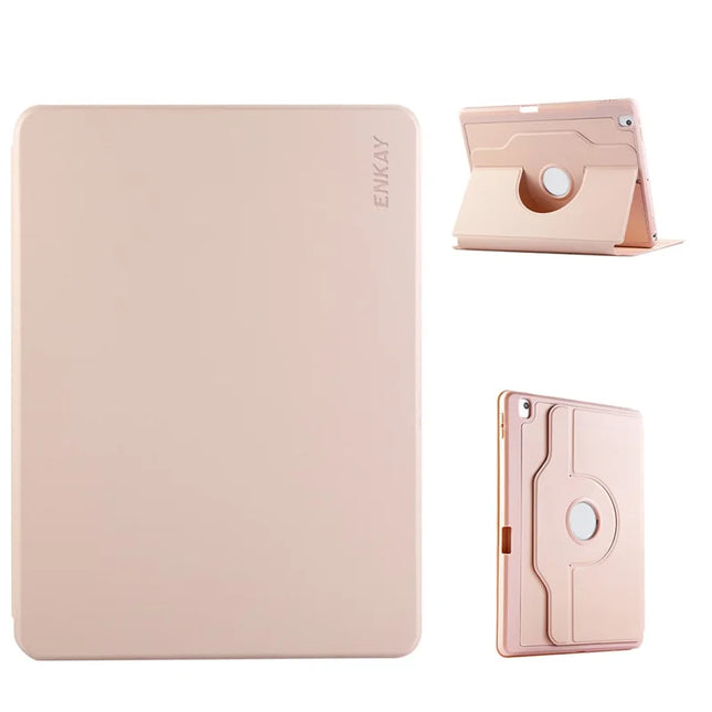 For iPad Pro 10.5-inch (2017) / iPad 10.2 (2021) / iPad 10.2 (2019) / iPad 10.2 (2020) / iPad Air 10.5 inch (2019) ENKAY HAT PRINCE Stand Case TPU+PU Auto Wake / Sleep 360 Degree Rotation Tablet Cover - Pink