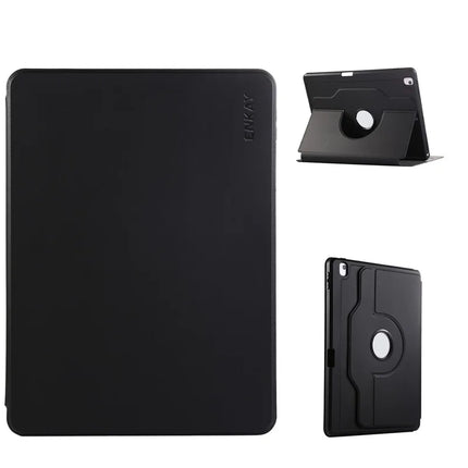 For iPad Pro 10.5-inch (2017) / iPad 10.2 (2021) / iPad 10.2 (2019) / iPad 10.2 (2020) / iPad Air 10.5 inch (2019) ENKAY HAT PRINCE Stand Case TPU+PU Auto Wake / Sleep 360 Degree Rotation Tablet Cover - Black