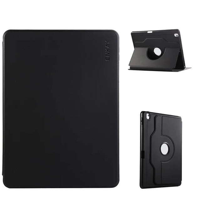 For iPad Pro 10.5-inch (2017) / iPad 10.2 (2021) / iPad 10.2 (2019) / iPad 10.2 (2020) / iPad Air 10.5 inch (2019) ENKAY HAT PRINCE Stand Case TPU+PU Auto Wake / Sleep 360 Degree Rotation Tablet Cover - Black