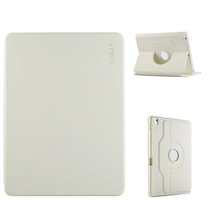 For iPad Pro 10.5-inch (2017) / iPad 10.2 (2021) / iPad 10.2 (2019) / iPad 10.2 (2020) / iPad Air 10.5 inch (2019) ENKAY HAT PRINCE Stand Case TPU+PU Auto Wake / Sleep 360 Degree Rotation Tablet Cover - Beige
