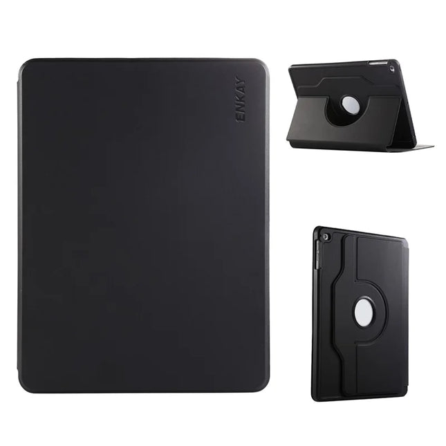 For iPad Air (2013) / iPad 9.7-inch (2018) / iPad 9.7-inch (2017) / iPad Air 2 ENKAY HAT PRINCE Stand Case TPU+PU Auto Wake / Sleep 360 Degree Rotation Tablet Cover - Black