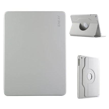 For iPad Air (2013) / iPad 9.7-inch (2018) / iPad 9.7-inch (2017) / iPad Air 2 ENKAY HAT PRINCE Stand Case TPU+PU Auto Wake / Sleep 360 Degree Rotation Tablet Cover - Grey