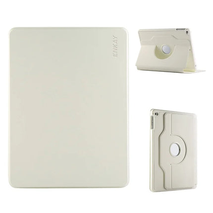 For iPad Air (2013) / iPad 9.7-inch (2018) / iPad 9.7-inch (2017) / iPad Air 2 ENKAY HAT PRINCE Stand Case TPU+PU Auto Wake / Sleep 360 Degree Rotation Tablet Cover - Beige