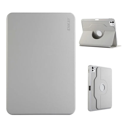 For iPad Air (2022) / iPad Air (2020) / iPad Pro 11 (2022) / iPad Pro 11 (2021) / iPad Pro 11 (2020) / iPad Pro 11-inch (2018) / iPad Air 11 (2024) ENKAY HAT PRINCE Stand Case TPU+PU Auto Wake / Sleep 360 Degree Rotation Tablet Cover - Grey