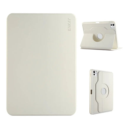 For iPad Air (2022) / iPad Air (2020) / iPad Pro 11 (2022) / iPad Pro 11 (2021) / iPad Pro 11 (2020) / iPad Pro 11-inch (2018) / iPad Air 11 (2024) ENKAY HAT PRINCE Stand Case TPU+PU Auto Wake / Sleep 360 Degree Rotation Tablet Cover - Beige