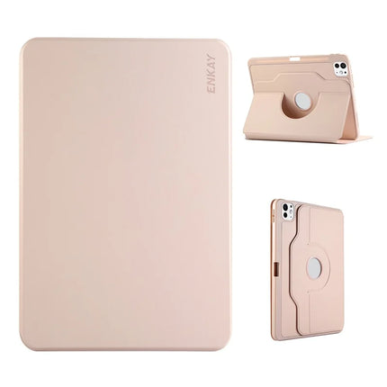 For iPad Pro 12.9-inch (2018) / iPad Pro 12.9 (2020) / iPad Pro 12.9 (2022) / iPad Pro 12.9 (2021) / iPad Pro 12.9 2nd Gen (2022) / iPad Air 13 (2024) ENKAY HAT PRINCE Stand Case TPU+PU Auto Wake / Sleep 360 Degree Rotation Tablet Cover - Pink
