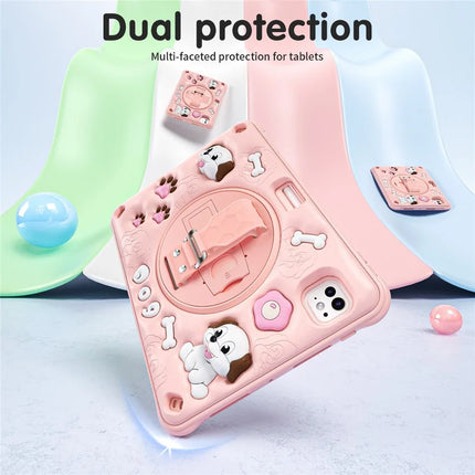For iPad Pro 11 (2024) Case with Shoulder Strap Kickstand Cute Dog PC+Silicone+TPU Tablet Cover