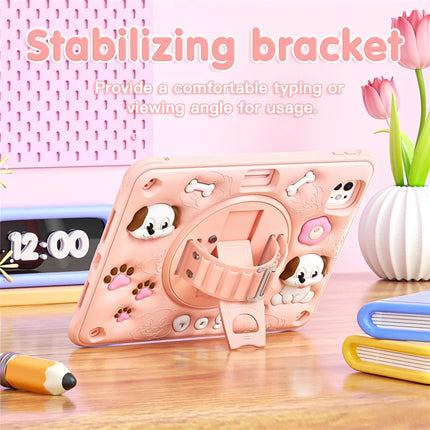 For iPad Pro 11 (2024) Case with Shoulder Strap Kickstand Cute Dog PC+Silicone+TPU Tablet Cover