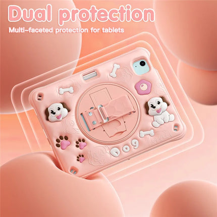 For iPad Air 11 (2024) / Air (2022) / (2020) / iPad Pro 11 (2022) / (2021) / (2020) / (2018) Case with Shoulder Strap Kickstand PC+Silicone+TPU Cover