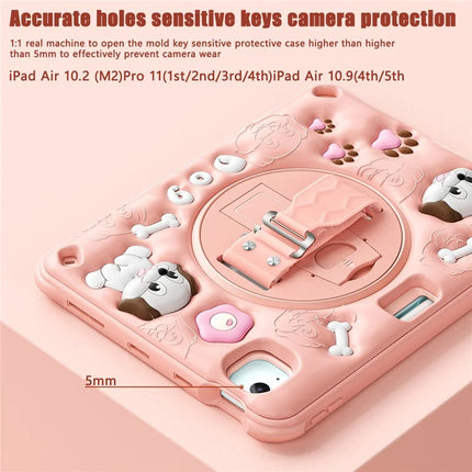 For iPad Air 11 (2024) / Air (2022) / (2020) / iPad Pro 11 (2022) / (2021) / (2020) / (2018) Case with Shoulder Strap Kickstand PC+Silicone+TPU Cover