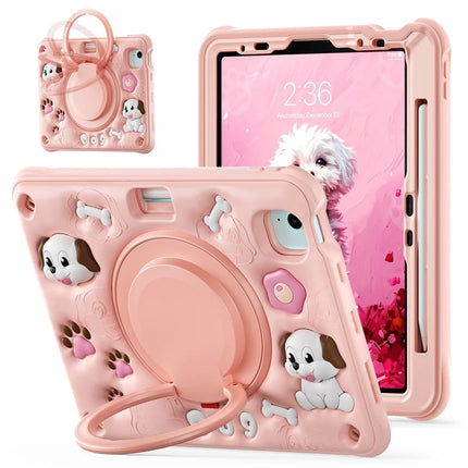 For iPad Air 11 (2024) / Air (2022) / (2020) / iPad Pro 11 (2022) / (2021) / (2020) / (2018) Case Cute Dog Pattern Kickstand PC+Silicone+TPU Tablet Cover