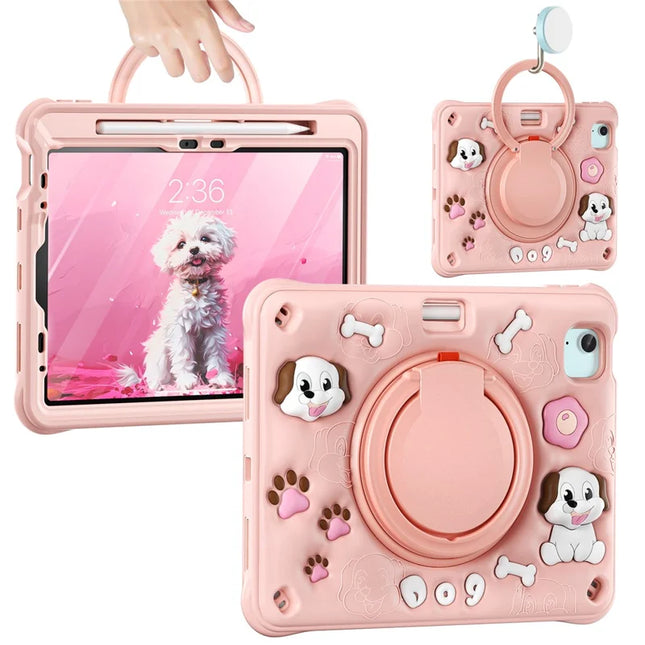For iPad Air 11 (2024) / Air (2022) / (2020) / iPad Pro 11 (2022) / (2021) / (2020) / (2018) Case Cute Dog Pattern Kickstand PC+Silicone+TPU Tablet Cover