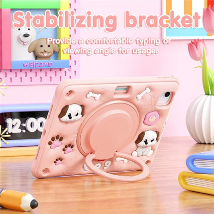 For iPad Air 11 (2024) / Air (2022) / (2020) / iPad Pro 11 (2022) / (2021) / (2020) / (2018) Case Cute Dog Pattern Kickstand PC+Silicone+TPU Tablet Cover
