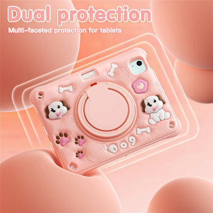 For iPad Air 11 (2024) / Air (2022) / (2020) / iPad Pro 11 (2022) / (2021) / (2020) / (2018) Case Cute Dog Pattern Kickstand PC+Silicone+TPU Tablet Cover