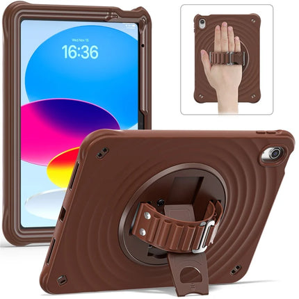 For iPad 10.9 (2022) Case Kickstand TPU+PC+Silicone Tablet Cover - Chocolate Color