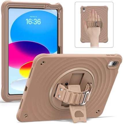 For iPad 10.9 (2022) Case Kickstand TPU+PC+Silicone Tablet Cover - Latte Color
