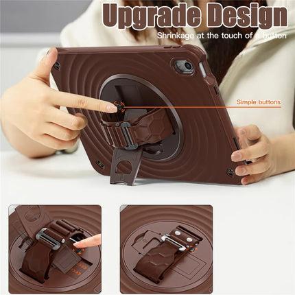 For iPad 10.9 (2022) Case Kickstand Hand Strap Tablet Cover with Shoulder Strap