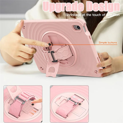 For iPad 10.9 (2022) Case Kickstand Hand Strap Tablet Cover with Shoulder Strap