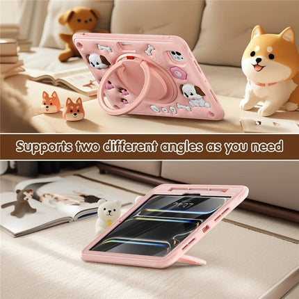 For iPad Pro 11 (2024) Case with Shoulder Strap Cute Dog Kickstand PC+Silicone+TPU Tablet Cover