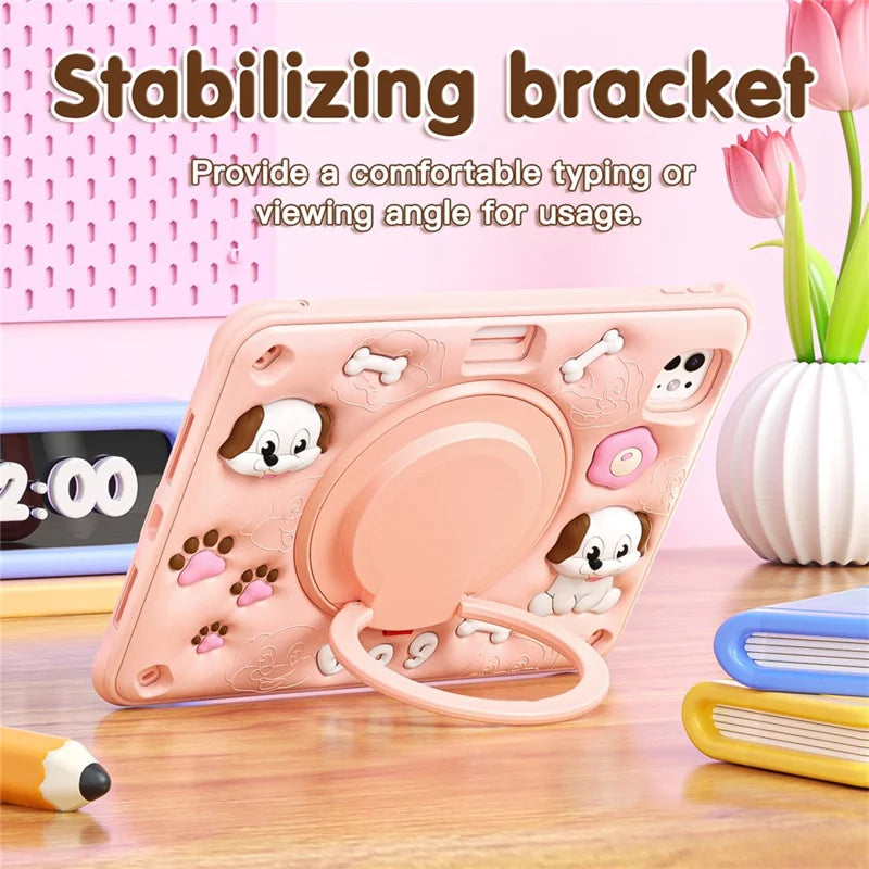 ShopCaseCart Kickstand Stand iPad Pro 11 (2024) Protective cover Cute Dog Pattern Kickstand PC+Silicone+TPU Tablet Guard