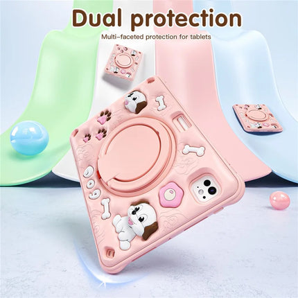 For iPad Pro 11 (2024) Case Cute Dog Pattern Kickstand PC+Silicone+TPU Tablet Cover