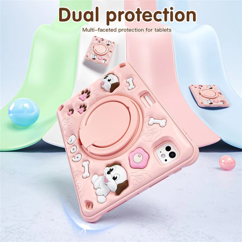 ShopCaseCart Kickstand Stand iPad Pro 11 (2024) Protective cover Cute Dog Pattern Kickstand PC+Silicone+TPU Tablet Guard