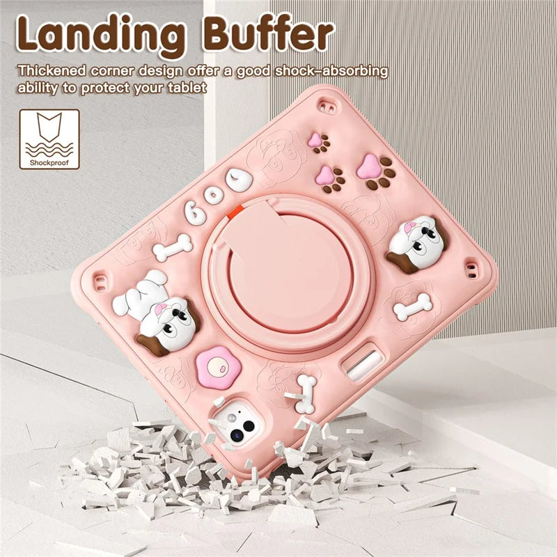 ShopCaseCart Kickstand Stand iPad Pro 11 (2024) Protective cover Cute Dog Pattern Kickstand PC+Silicone+TPU Tablet Guard