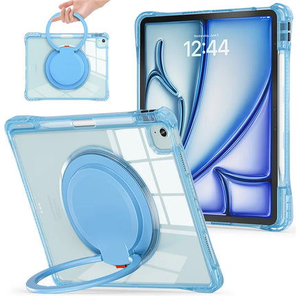 For iPad Air 13 (2024) / iPad Pro 12.9 (2022) / (2021) / (2020) / (2018) Case Rotary Kickstand PC+TPU+Acrylic Tablet Cover - Baby Blue