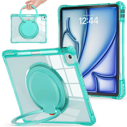 For iPad Air 13 (2024) / iPad Pro 12.9 (2022) / (2021) / (2020) / (2018) Case Rotary Kickstand PC+TPU+Acrylic Tablet Cover - Light Green