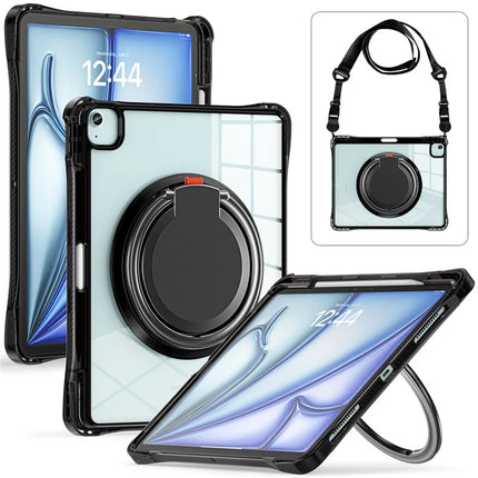 For iPad Air 13 (2024) / iPad Pro 12.9 (2022) / (2021) / (2020) / (2018) Case with Shoulder Strap Kickstand PC+TPU+Acrylic Tablet Cover