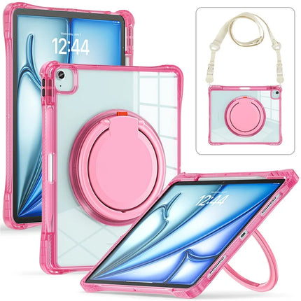 For iPad Air 13 (2024) / iPad Pro 12.9 (2022) / (2021) / (2020) / (2018) Case with Shoulder Strap Kickstand PC+TPU+Acrylic Tablet Cover