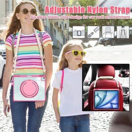 For iPad Air 13 (2024) / iPad Pro 12.9 (2022) / (2021) / (2020) / (2018) Case with Shoulder Strap Kickstand PC+TPU+Acrylic Tablet Cover