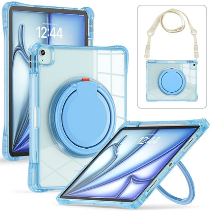 For iPad Air 13 (2024) / iPad Pro 12.9 (2022) / (2021) / (2020) / (2018) Case with Shoulder Strap Kickstand PC+TPU+Acrylic Tablet Cover