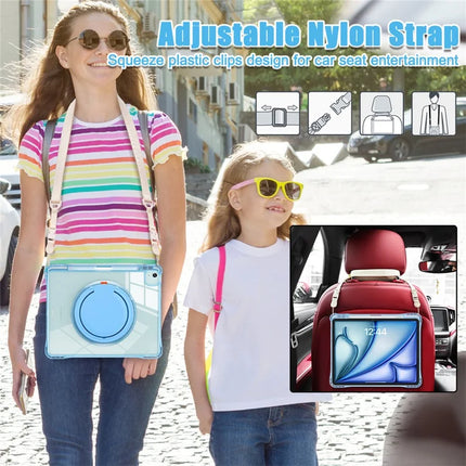 For iPad Air 13 (2024) / iPad Pro 12.9 (2022) / (2021) / (2020) / (2018) Case with Shoulder Strap Kickstand PC+TPU+Acrylic Tablet Cover