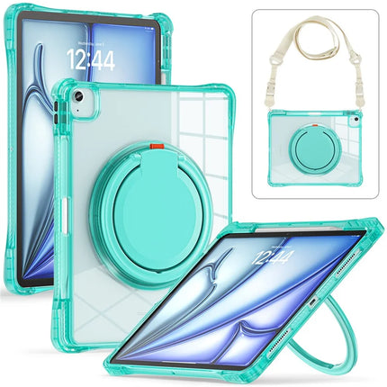 For iPad Air 13 (2024) / iPad Pro 12.9 (2022) / (2021) / (2020) / (2018) Case with Shoulder Strap Kickstand PC+TPU+Acrylic Tablet Cover