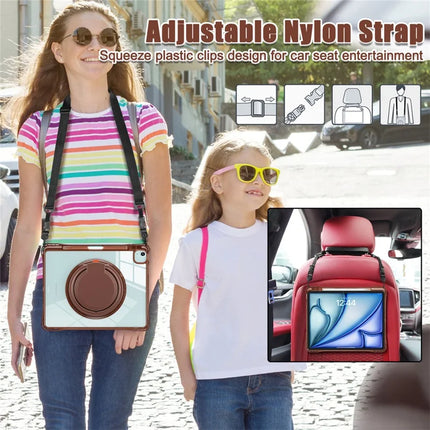 For iPad Air 13 (2024) / iPad Pro 12.9 (2022) / (2021) / (2020) / (2018) Case with Shoulder Strap Kickstand PC+TPU+Acrylic Tablet Cover