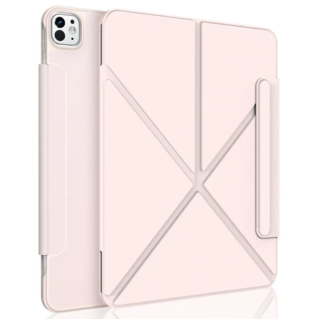 XUNDD XDD-0014 For iPad Pro 11 (2024) Case PU Leather Multi-Angle Stand Smart Tablet Cover with Pen Holder - Pink
