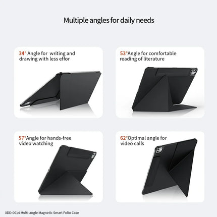 XUNDD XDD-0014 For iPad Pro 11 (2024) Case PU Leather Multi-Angle Stand Smart Tablet Cover with Pen Holder